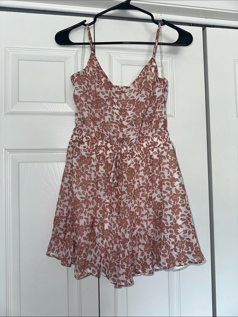 Trixxi White Dress with Rust Floral Print